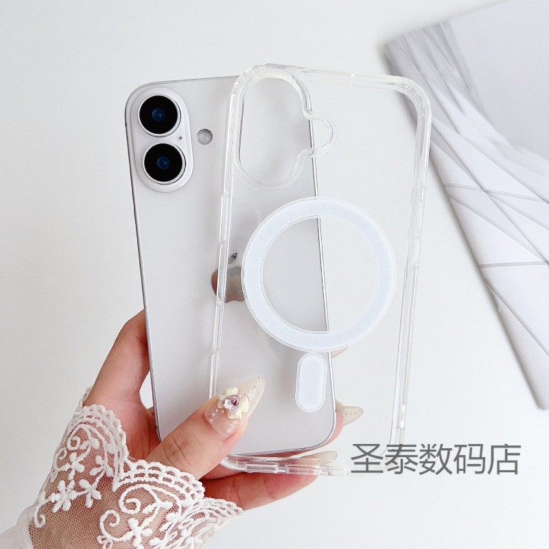 Suitable for Apple 17Pro Mobile Phone Case, Magnetic Transparent Magsafe Wireless Charging Anti-Fall Protective Cover 16 Suitable for Apple 17Pro Mobile Phone Case, Magnetic Transparent Magsafe Wireless Charging Anti-Fall Protective Cover 16