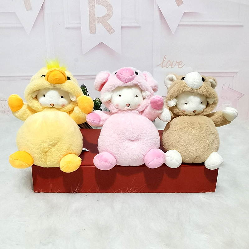 Muñeco de peluche de cordero transformado auténtico, muñeco de oveja pequeño, adorno, muñeco para niña, regalo de cumpleaños, súper suave