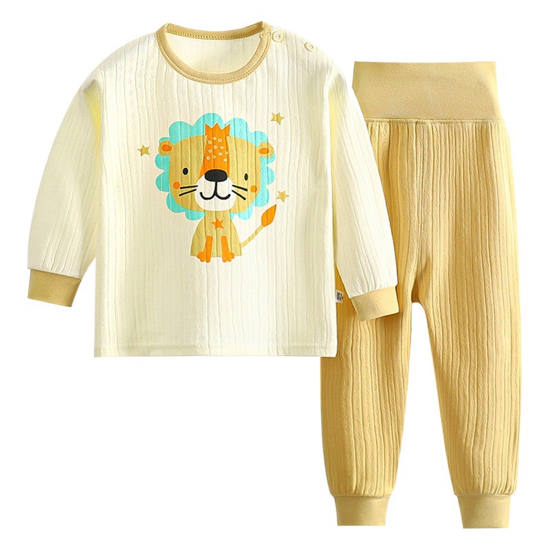 Conjunto de ropa interior infantil de primavera, algodón puro, cintura alta, protección abdominal, ropa y pantalones de otoño, ropa de algodón para niños, venta al por mayor