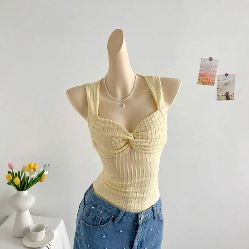 2026 European and American Cross-Border Women's New Spring Fashion Sexy Striped Sleeveless Slim-Fit Short Tank Top