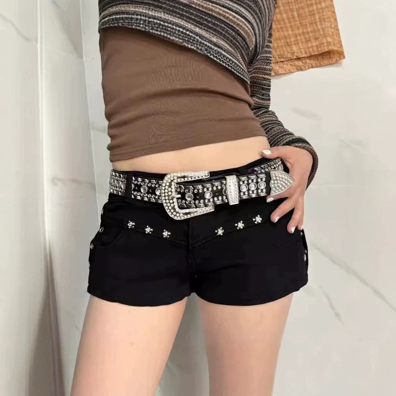 American-Style Low-Waist Hot Denim Super Shorts for Women Y2K Summer New Tight-Fitting Elastic Slimming Black Hip-Hugging Hot Pants