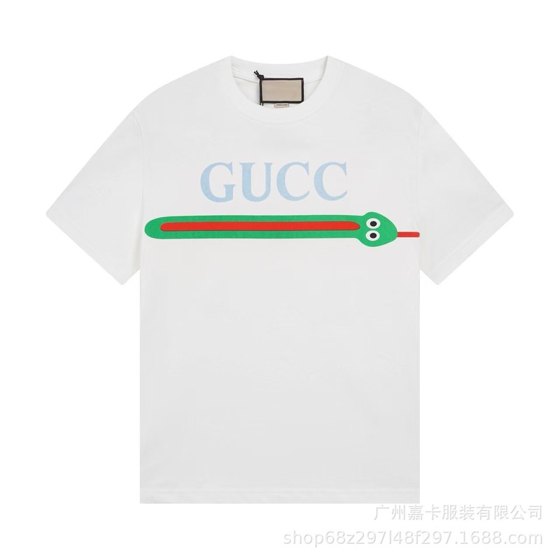 クロスボーダーハイエンドGファミリーTシャツラウンドネックフロントロゴ柄シリーズカジュアル男女同型半袖Tシャツ|undefined
