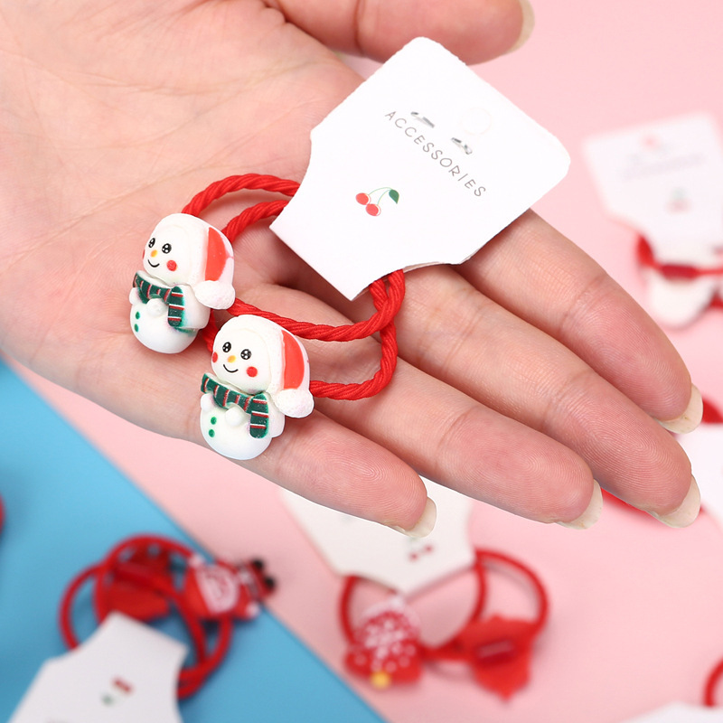 2023クリスマスの子供の皮筋サンタの髪輪樹脂王女の髪ひもの皮筋髪ひもクリスマスプレゼント|undefined