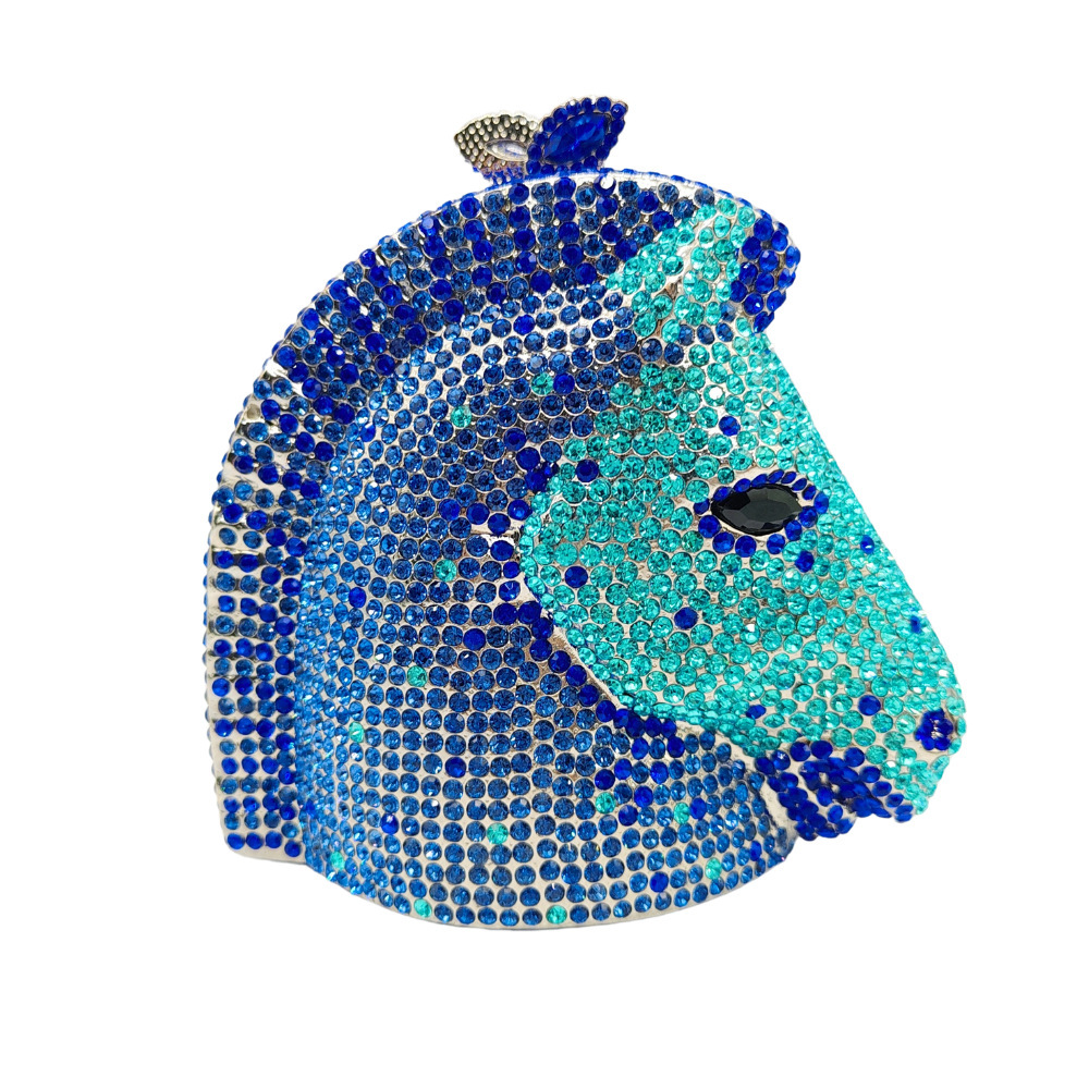 HorseZebrastonebag suministro transfronterizo cebra diamantes bolsa de cena animal lleno de diamantes bolsa de mano de lujo ligero