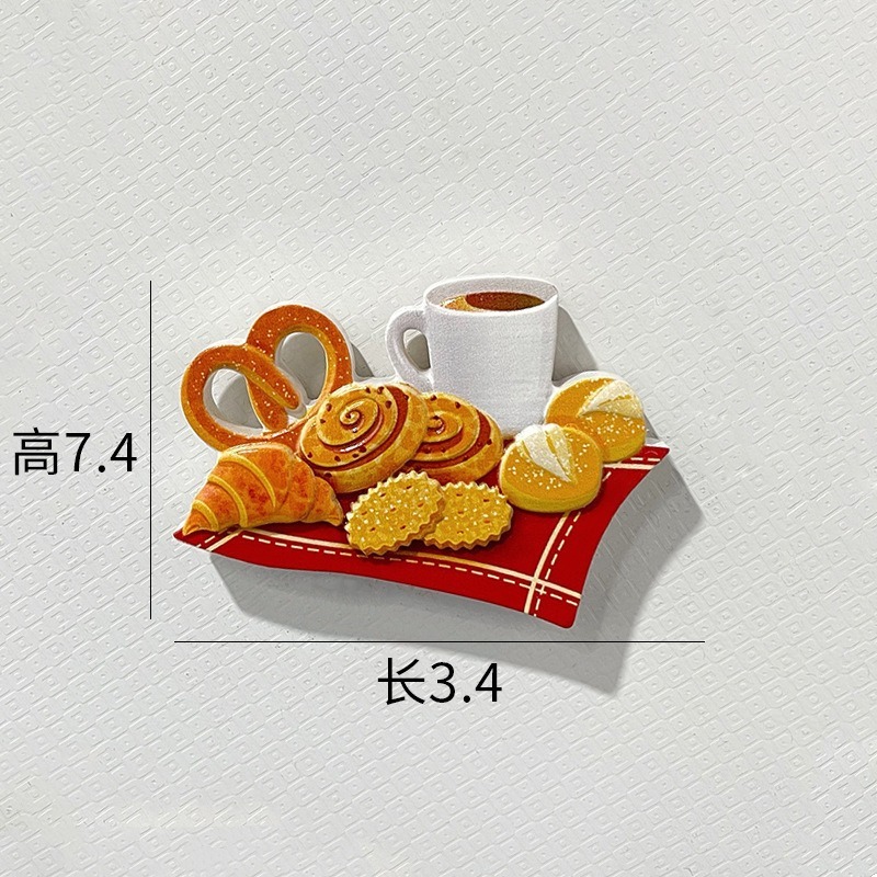 新しい樹脂の食事は冷蔵庫を遊んで、法棒のパンのクリームのゴムのdiyの磁気を貼って漫画のかわいい台所の磁気を貼って貼ります。|undefined
