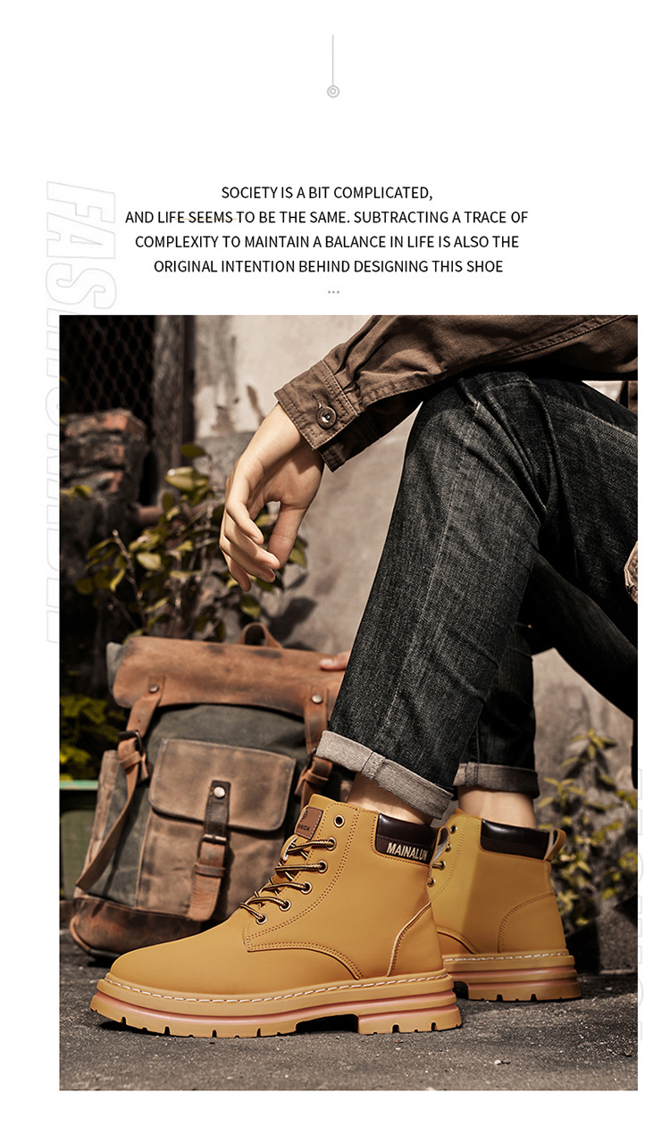 Women's Chunky Platform Work Boots Yellow & Pink Ankle Boots_voghion.com