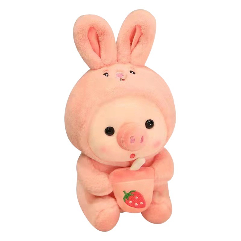 Lindo transformación leche té cerdo peluche cerdo muñeca niños mujer Regalo De vacaciones máquina de agarre muñeca al por mayor