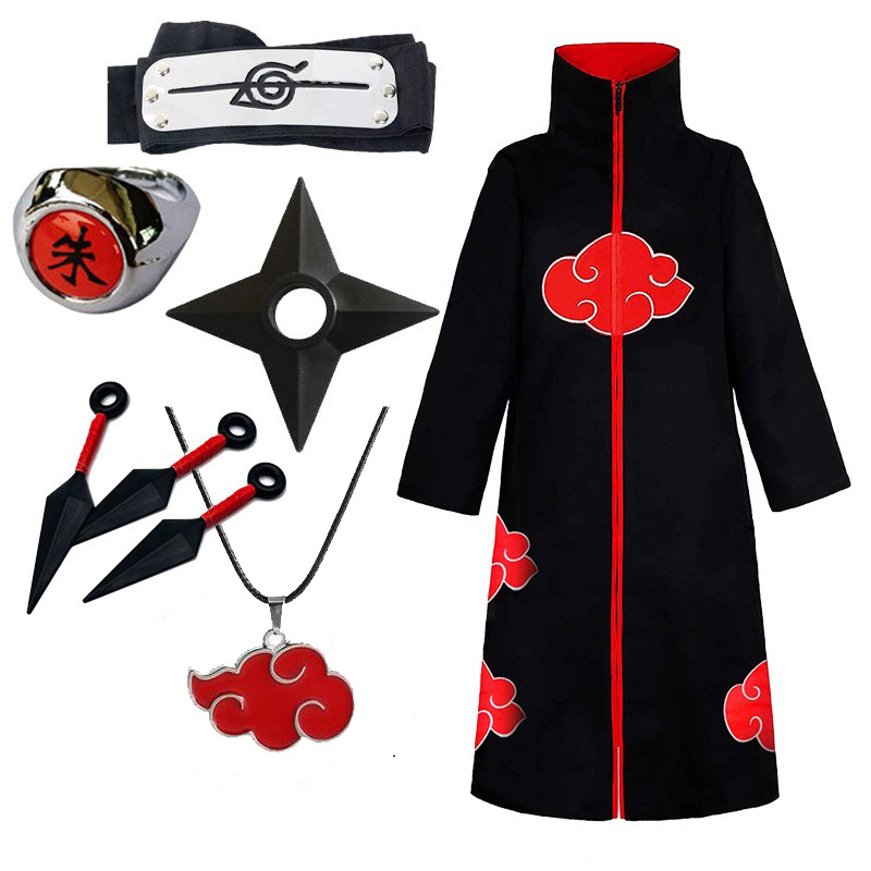 跨境万圣节服饰动漫六代目服装晓组织披风火影忍者衣服红云宇智波