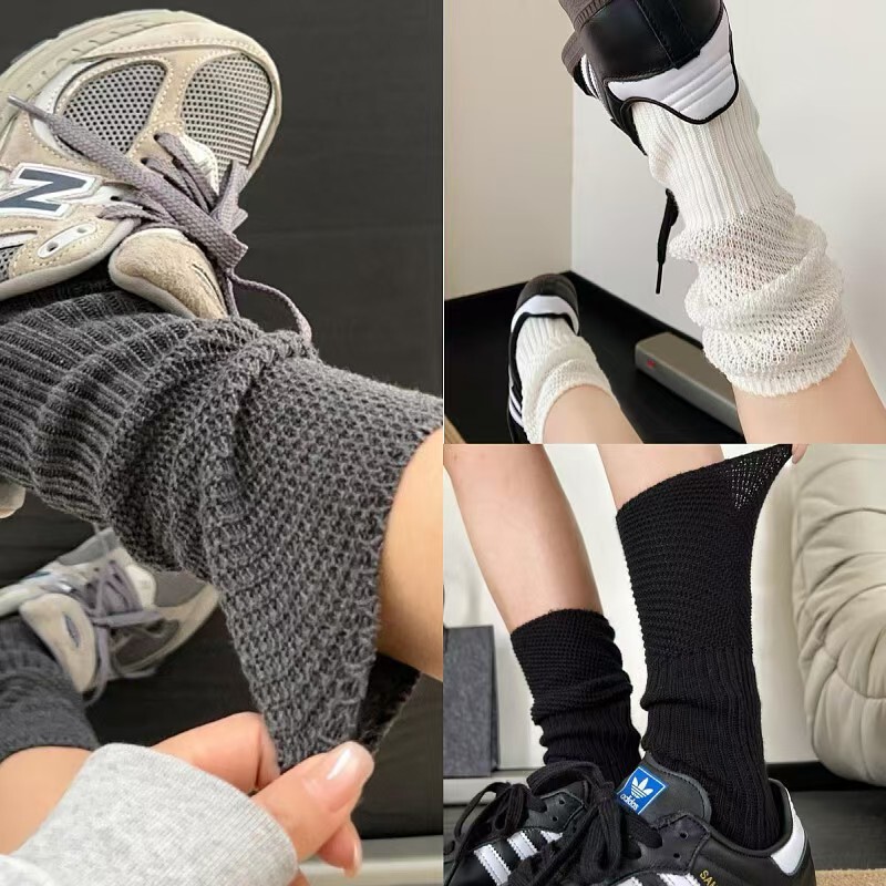 Women's double-needle slouch socks, comfortable, sweat-absorbent, breathable, versatile, mid-calf length, thick yarn women's socks Women's double-needle slouch socks, comfortable, sweat-absorbent, breathable, versatile, mid-calf length, thick yarn women's socks