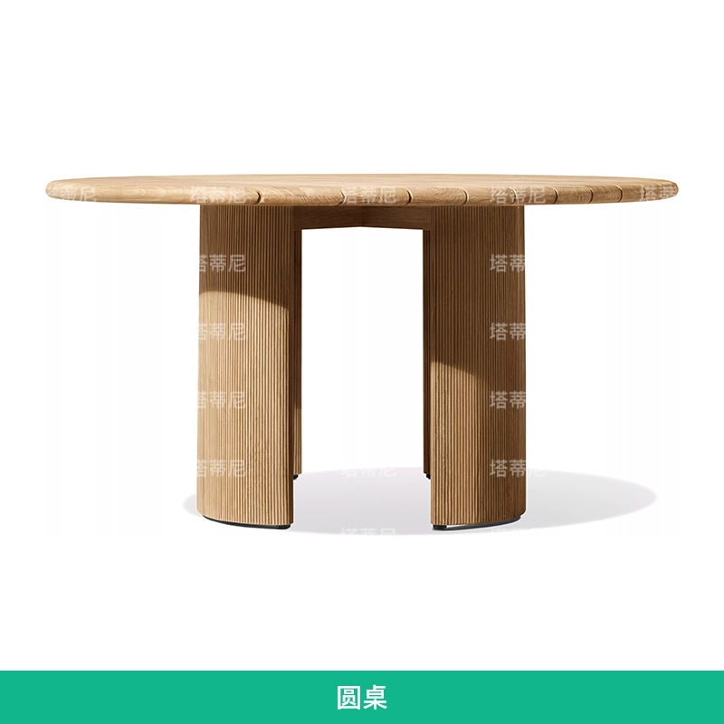 Mesa y sillas de madera maciza al aire libre Jardín al aire libre a prueba de agua y anticorrosión Mesa larga Hotel Villa patio terraza Mesa y sillas de teca protector solar