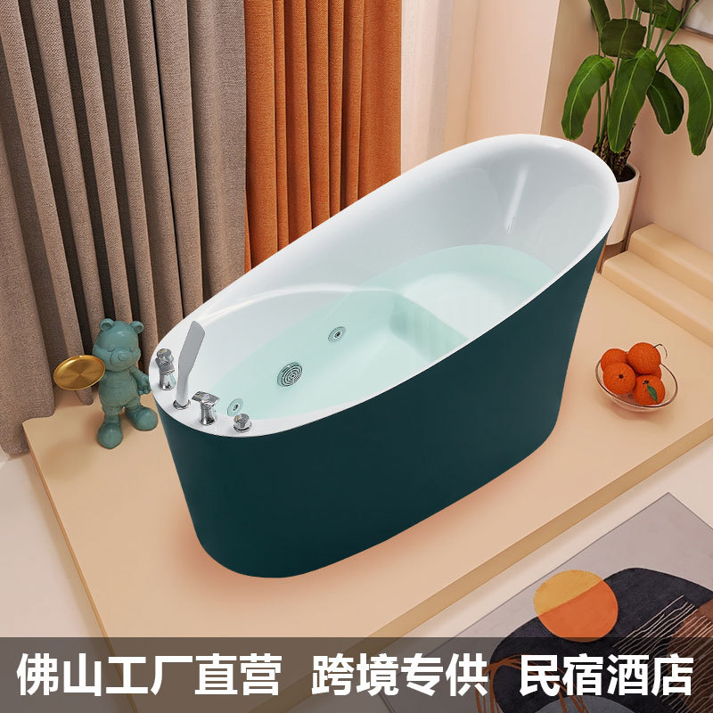 High Backrest Internet Celebratory Bathtub Freestanding Bathtub Small Apartment Accessory Cylinder Acrylic Bathtub Household Toilet Bath