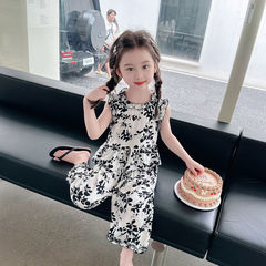 女の子ベスト9分ズボン2点セット子供赤ちゃん夏服外出セット子供綿の家服