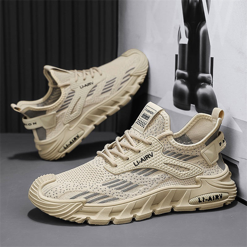 男鞋2025新款夏季透气薄款飞织网面运动防臭网鞋百搭休闲跑步潮鞋