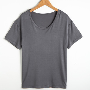 TR0001 women's modal 2022 new regular round neck short sleeve temperament commuter solid color pullover bottoming shirt