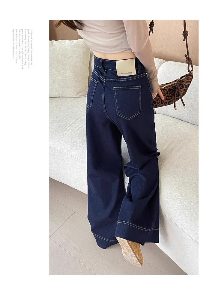 Quần jean nữ cạp cao ống đứng dáng rộng màu xanh denim, dày dặn — Denim Blue - Quần dài & Quần, Denim Blue - Quần jean crop top, Quần Croptop Đen, Quần Dài Màu Xanh Denim chi tiết 22