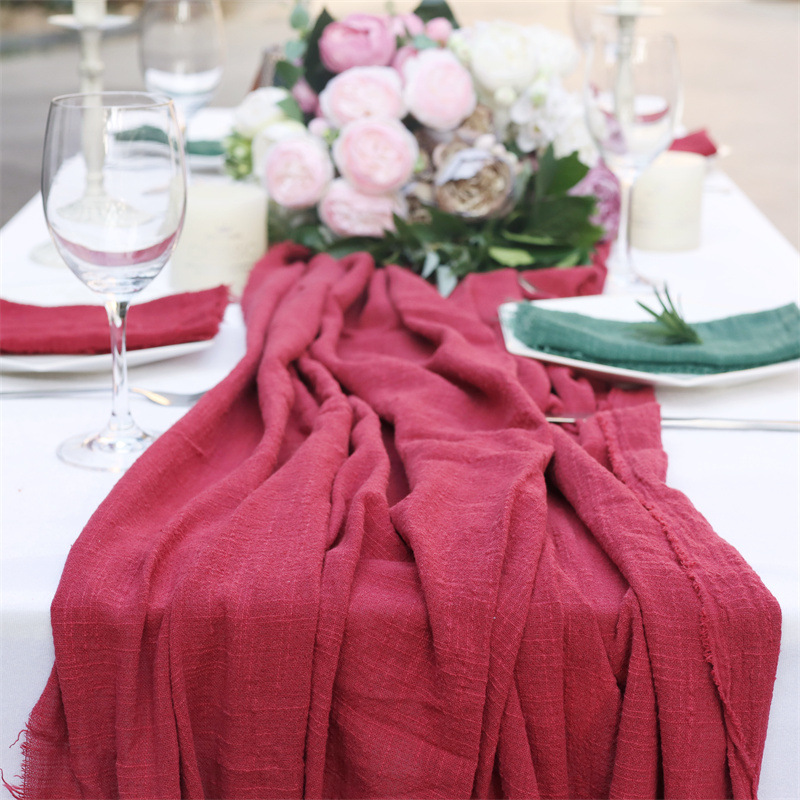 Servilleta de tela Amazon, tela arrugada, tela con borde crudo, arte occidental, decoración de mesa de comedor, mantel individual, servilleta de tela con borlas de algodón y bambú