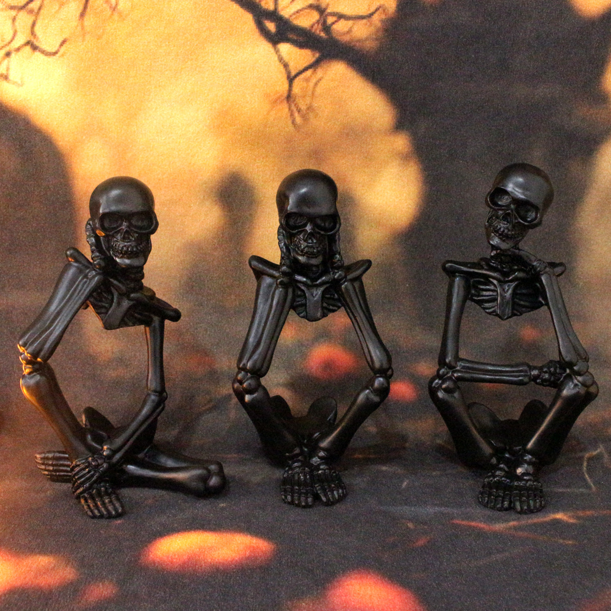 Creative Thinker Black Skull Character Ornaments Resin Decorations Living Room TV Cabinet Room Desktop Art Ornaments