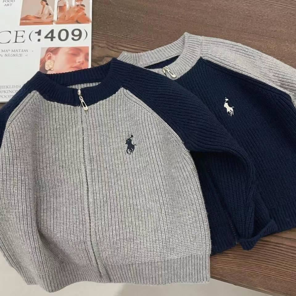 Children's Autumn Korean Style Loose Color Block Knitwear Cardigan for Toddlers and Boys