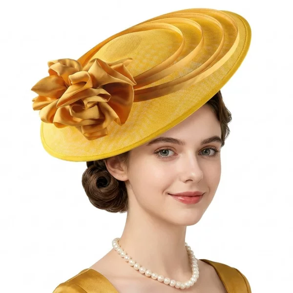 Cross-border European and American style faux linen top hats, headwear, banquet headpieces, horse racing and church hair accessories, bridal headwear, manufacturer supply