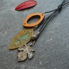 Retro accessories, pendant with tassels, necklace, sweater, cotton and linen, maple leaf