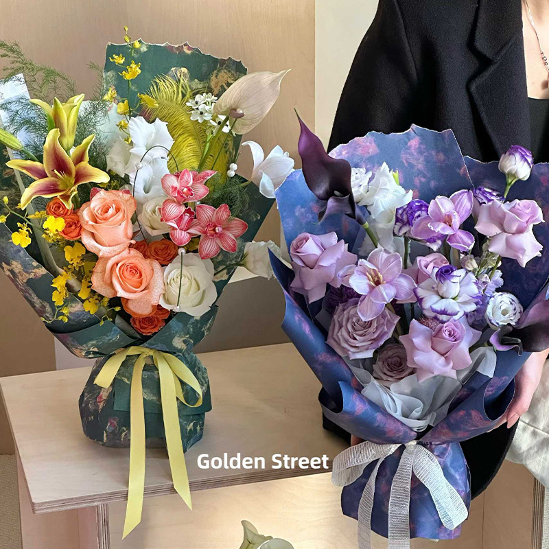 网红古法风华纸鲜花花束包装纸花店用加厚防水纸耐揉花艺包花纸