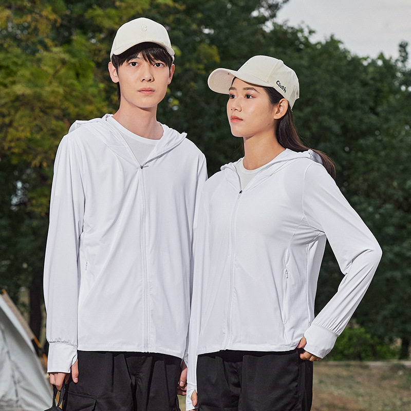 Summer couple's sun protection clothing Ice Silk breathable skin clothing hooded sun protection clothing men's and women's same outdoor fishing clothing