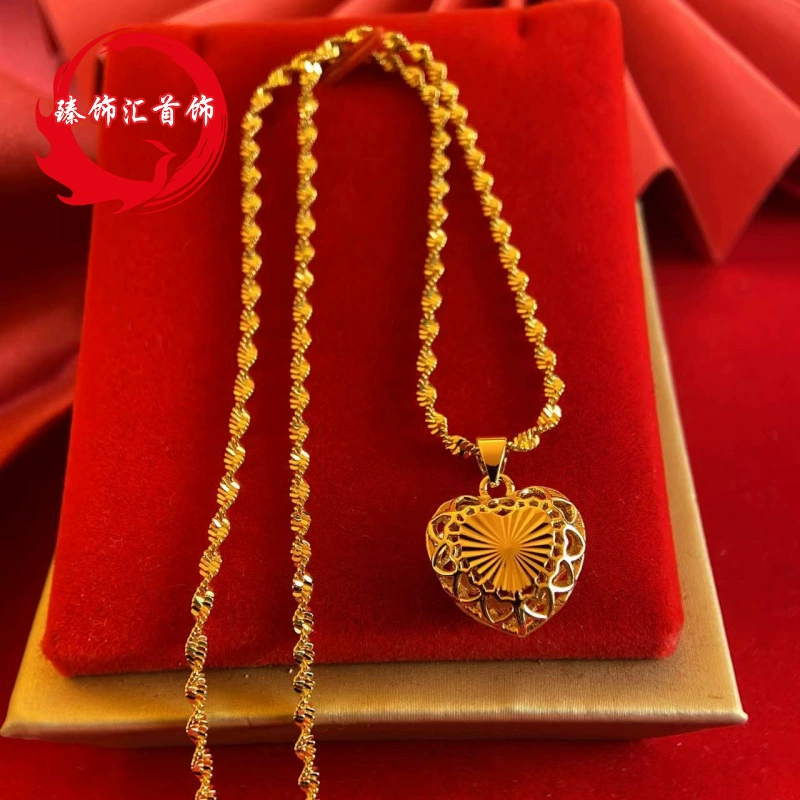 Вьетнам Shajin Love Peach Сердце Подвеска Аксессуары в форме сердца 999 имитация золотого ожерелья медные позолоченные подвески ювелирные изделия оптом