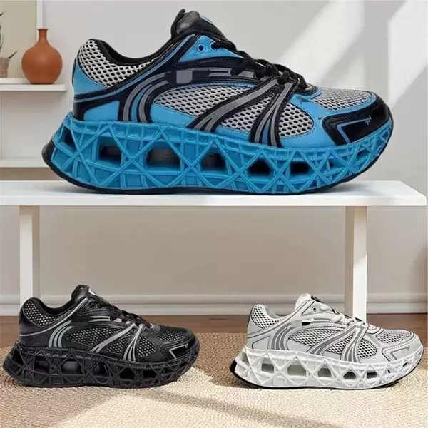 Putian shoes, all-season style, European and American original label, hard box packaging, B35, trendy mesh and leather combination, breathable, suitable for sports and casual wear, versatile