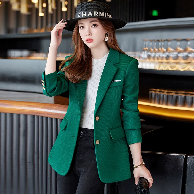 Black woolen demi-season classic suit jacket, 2023 collection, high-end, bright catchy style, increased thickness