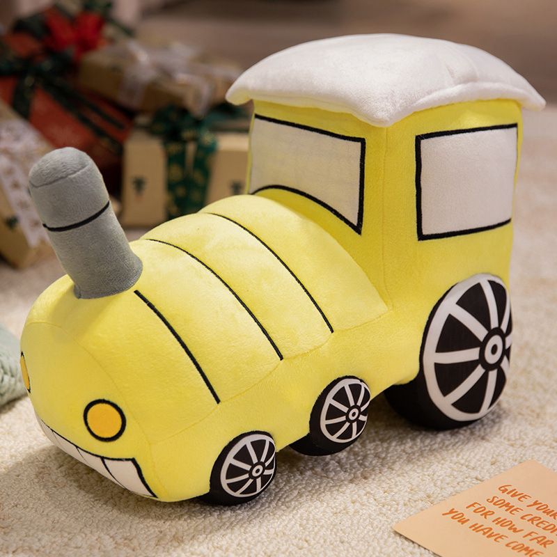 Caricatura lindo tren juguetes de peluche muñeca simulación de coche muñeca almohada muñeca regalos para niños y niñas