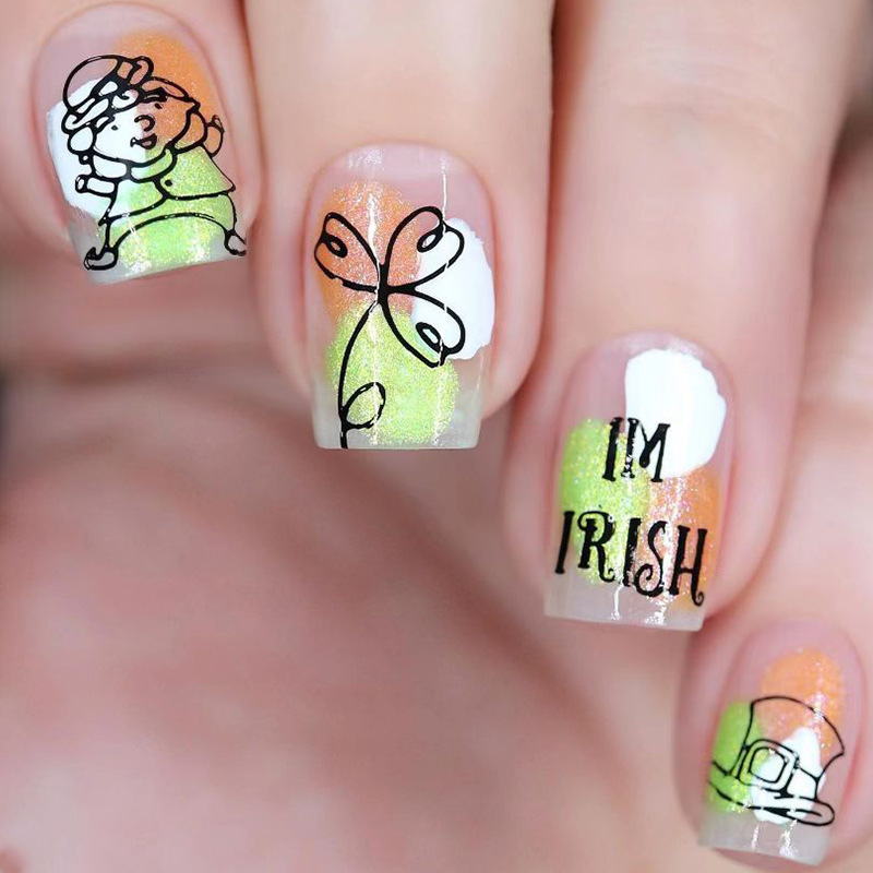 Wear Armor St. Patrick's Day Shamrock Nail Art Green Nail Patch Hat Element Nail Pieces Finished Square Wear Armor St. Patrick's Day Shamrock Nail Art Green Nail Patch Hat Element Nail Pieces Finished Square