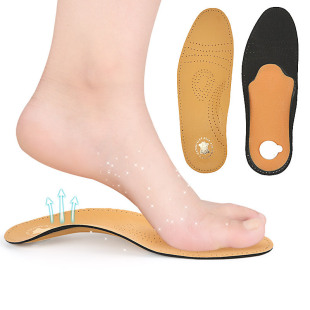 Imitation cowhide foot arch breathable shock absorption flat foot bow insoles flat foot men's and women's foot arch insoles spot