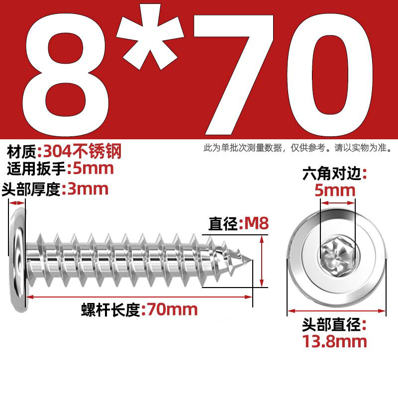 黑色304不锈钢倒边内六角自攻螺钉大平头薄头家具螺丝M2M3M4M5-M8|undefined