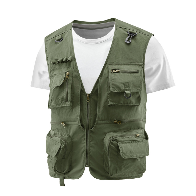 Summer and autumn outdoor men's detachable multi-functional vest for reporters, travel, photography, quick-dry mesh fishing casual vest