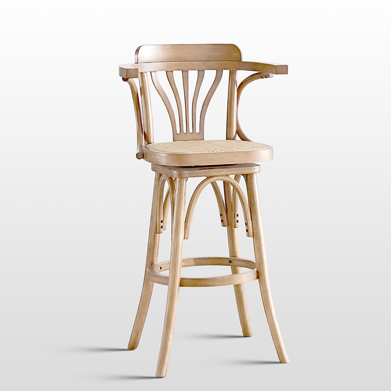 Mesa de comedor de hotel de caja de madera maciza cadena de restaurantes occidentales diseñadores de estilo antiguo asiento de tela de caña