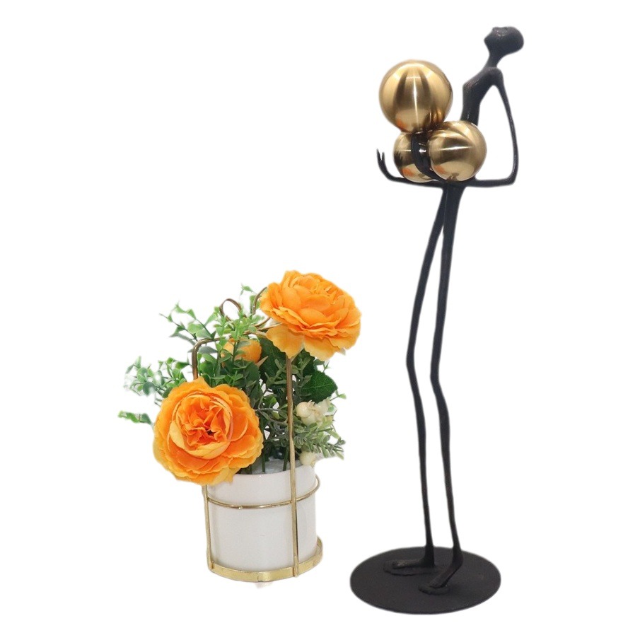 Luz moderna modelo de lujo sala de estar decoración suave bola personaje escultura decoración Hotel sala de exposiciones decoración de Arte de metal