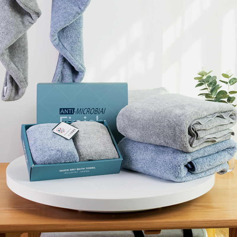 Japan Silver ion Antibacterial Dry hair cap suit water uptake Dry Towel Towels 2 Gift box packaging
