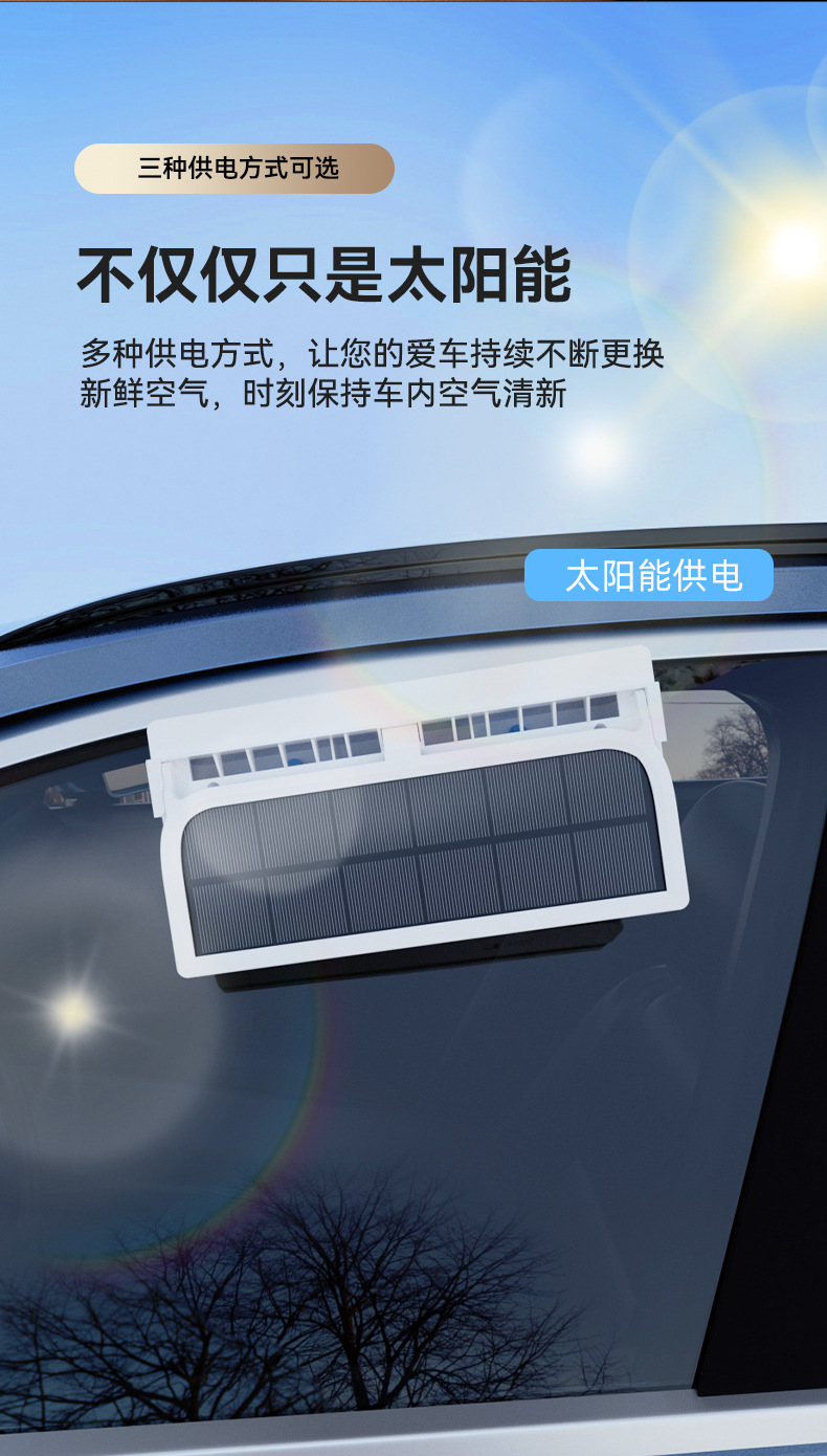 Solar-Powered Car Exhaust Fan, Summer Car Cooling Fan, Car Air Circulator, Smoke Exhaust Fan