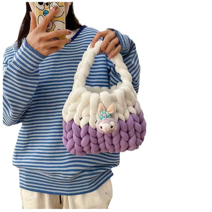 Nuevo coreano casero islandés lana trenzada DIY material bolsa de lana ultra gruesa moda tela de lana tejida a mano bolsa de mano