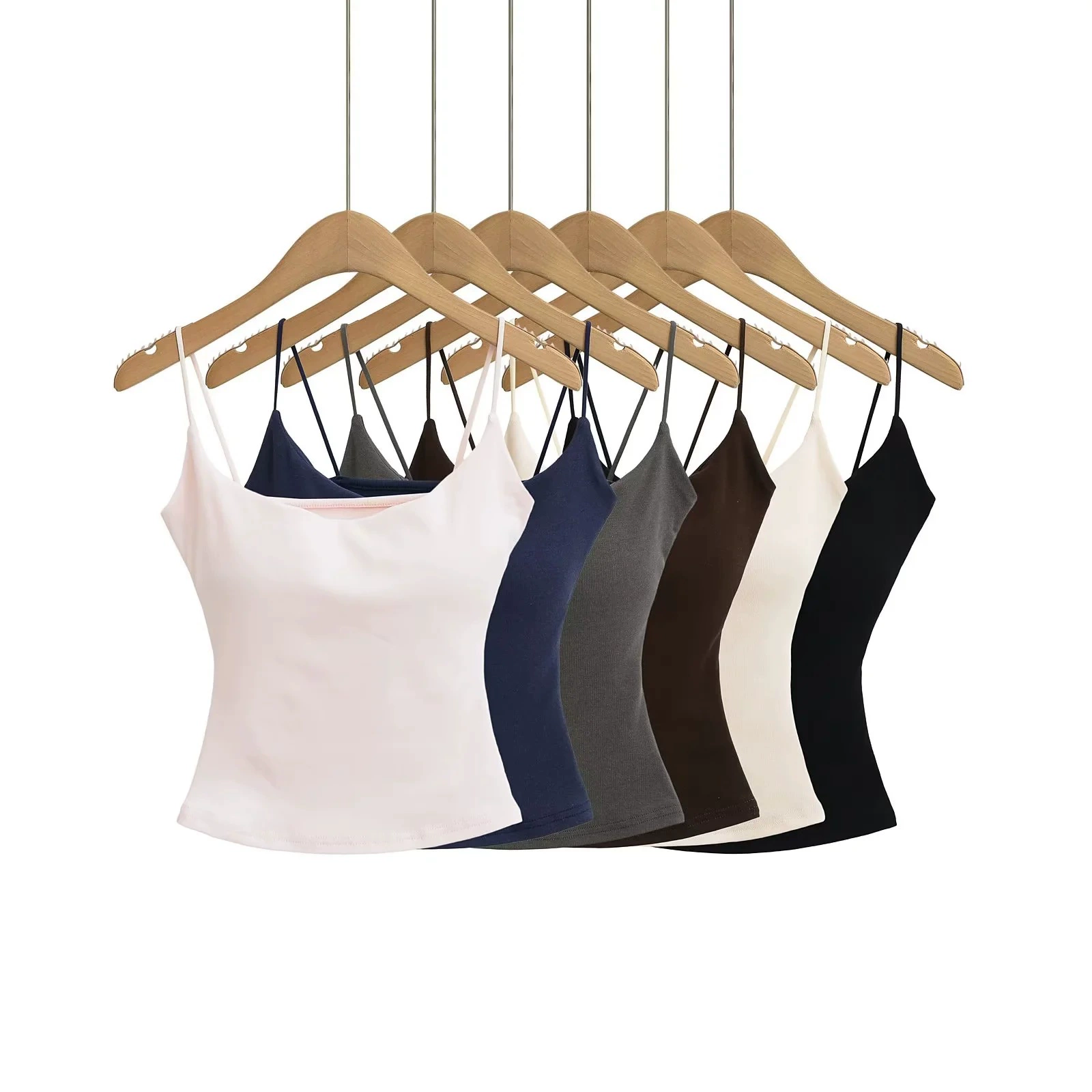 Летний универсальный топ с чашечками, лямки, slim fit, эффект подъема