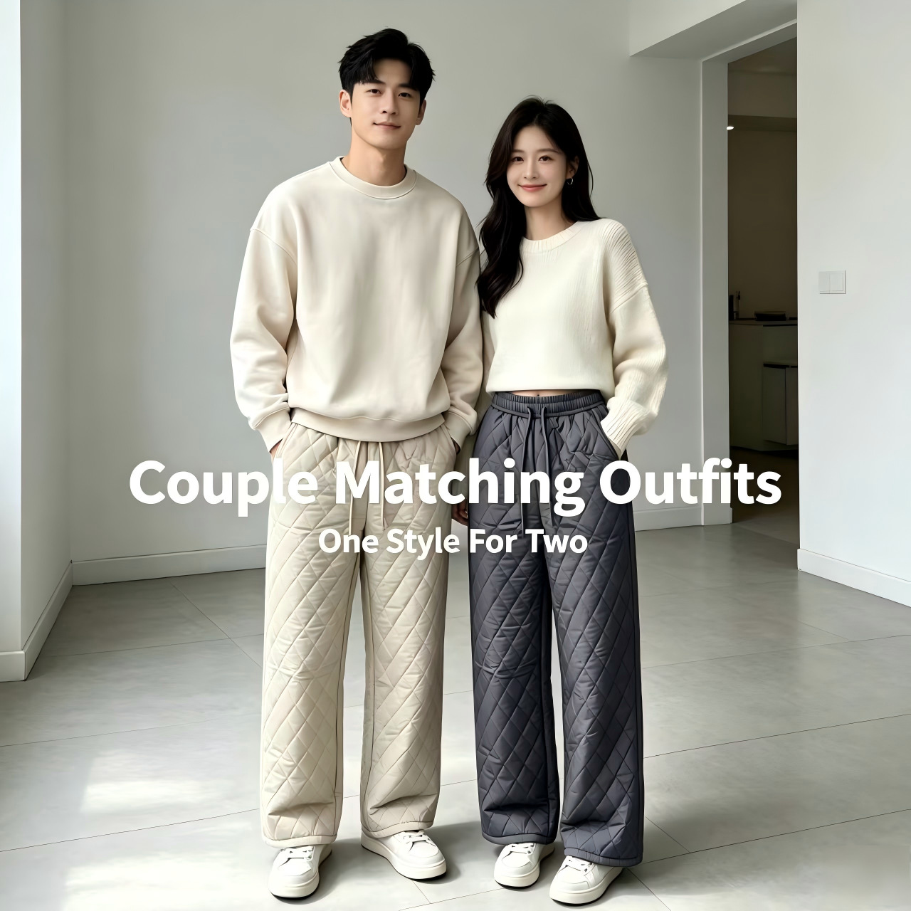 Cross-border women's lamb wool straight pants, winter thickened ultrasonic cotton pants, 2026 new model, outdoor windproof casual long pants