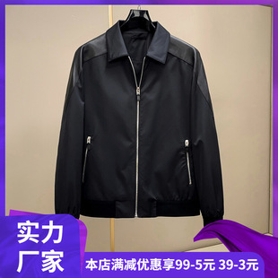 Cross-border 2025 Spring and Summer New Men's Casual Lapel Outdoor Jacket Sheepskin Coat Black Wear-resistant in stock Casual Suit