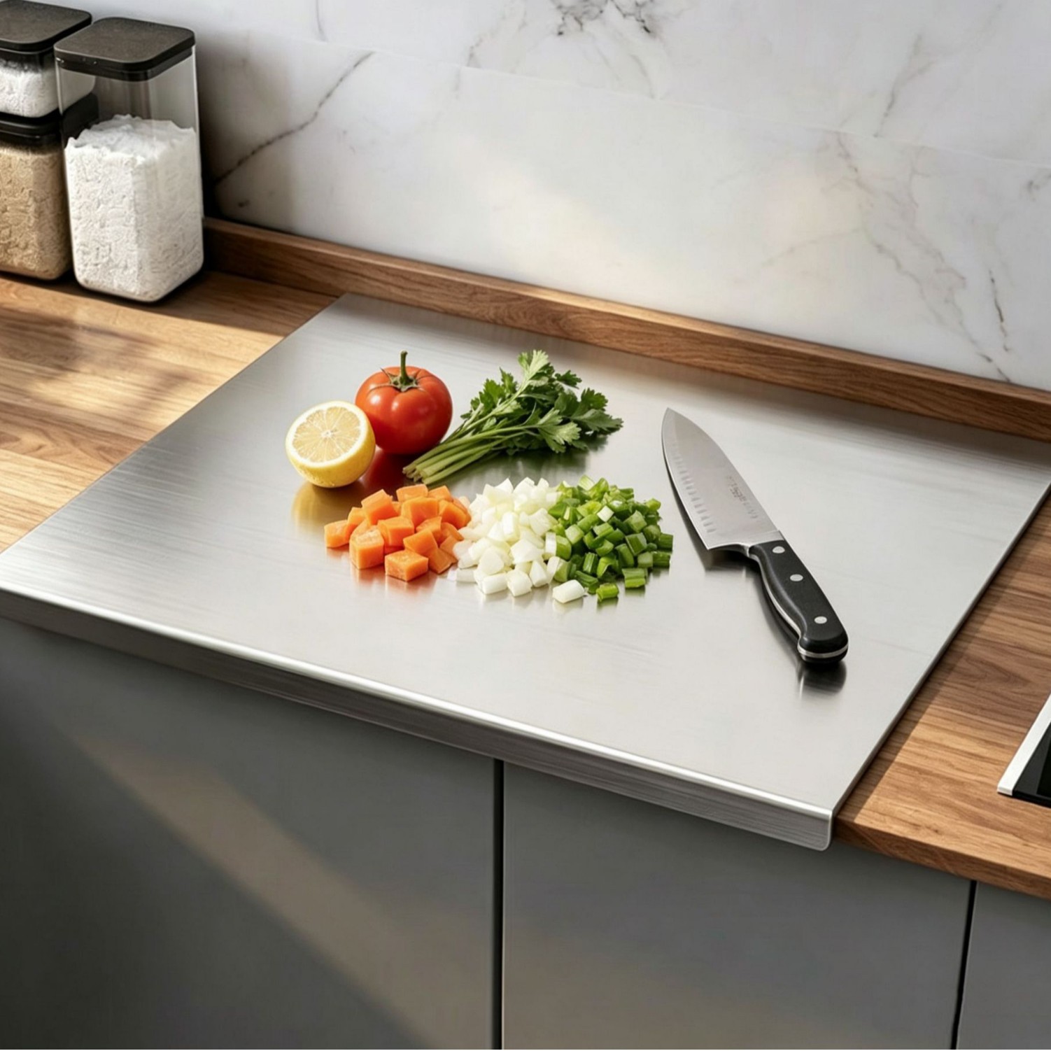 304 Stainless Steel Kneading Board, Thickened Cutting Board for Fruits and Vegetables, Home-Use Chopping Board, Antibacterial and Mold-Resistant