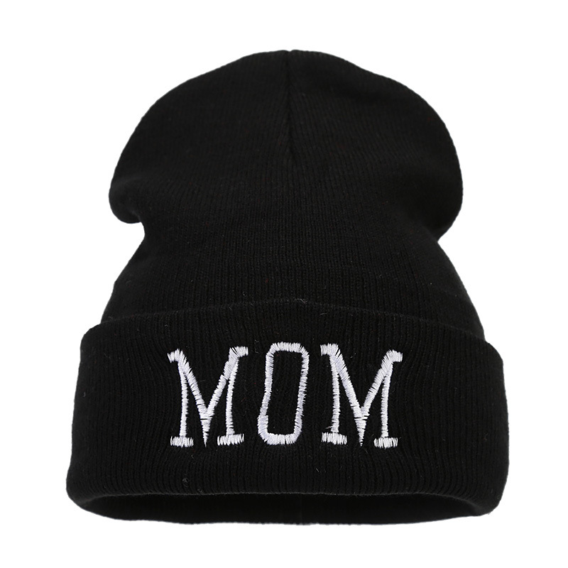 Otoño e Invierno nuevo papá mamá bordado redondo tejer sombrero Amazon Venta caliente Mamá y Papá sombrero de lana sombrero frío