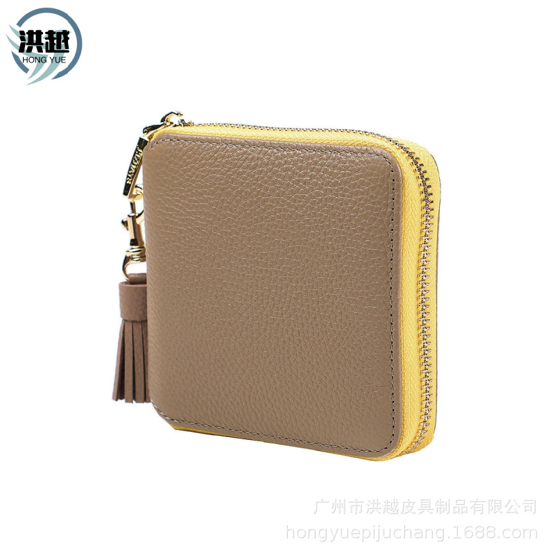 乐天时尚撞色女士小钱包 牛本革小銭入れ財布 大容量多功能短钱包