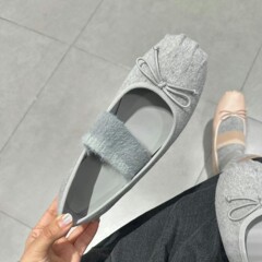 大牌同款毛绒玛丽珍鞋2025年春秋新款浅口圆头单鞋女平底芭蕾舞鞋