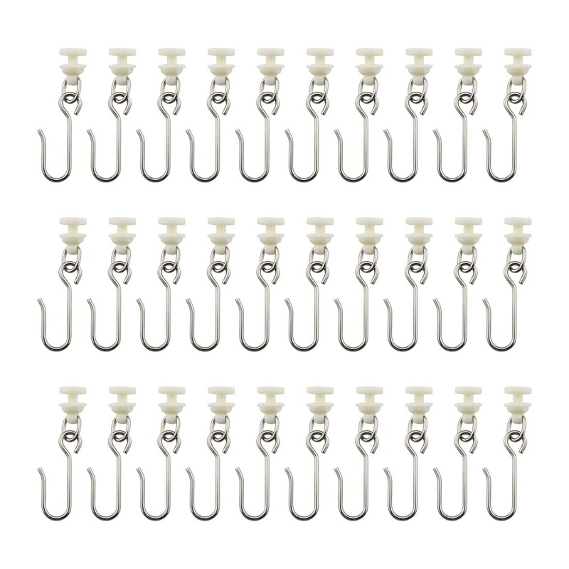 Cross-Border In-Stock Items: Set of Stainless Steel Hooks and 10mm Silent Track Wheels, Rail and Track Curtain Hooks