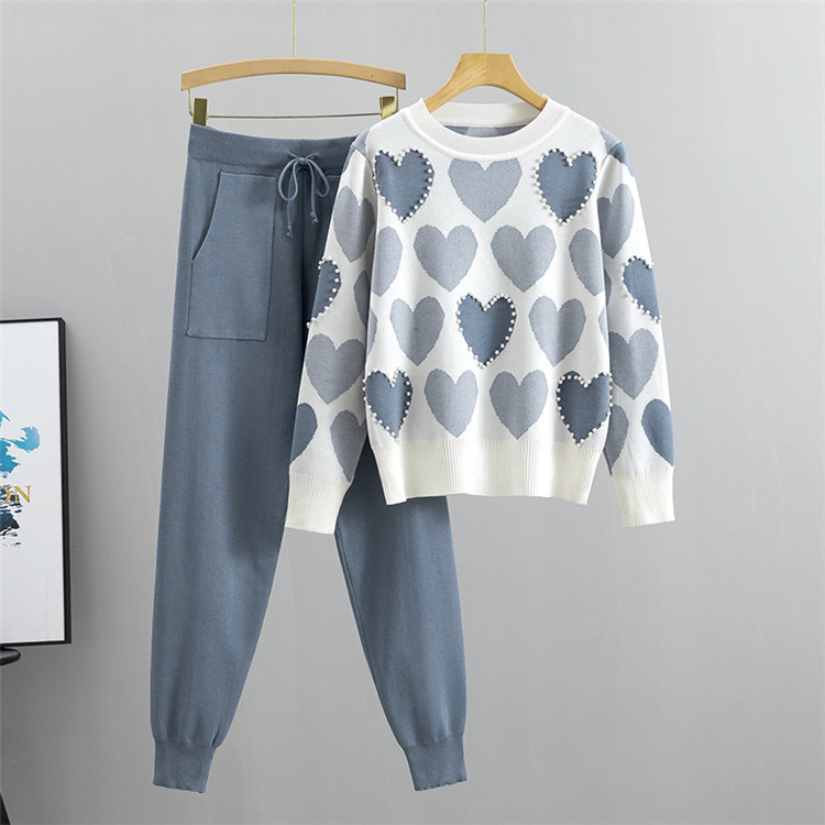Daily Women's Casual Preppy Style Classic Style Color Block Heart Shape Polyester Pants Sets Pants Sets display picture 5