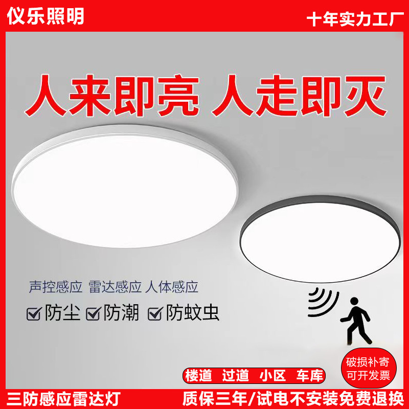 LED センサー天井ランプ音声起動廊下階段通路ホームエントランス廊下自動レーダー人体センサーランプ|undefined
