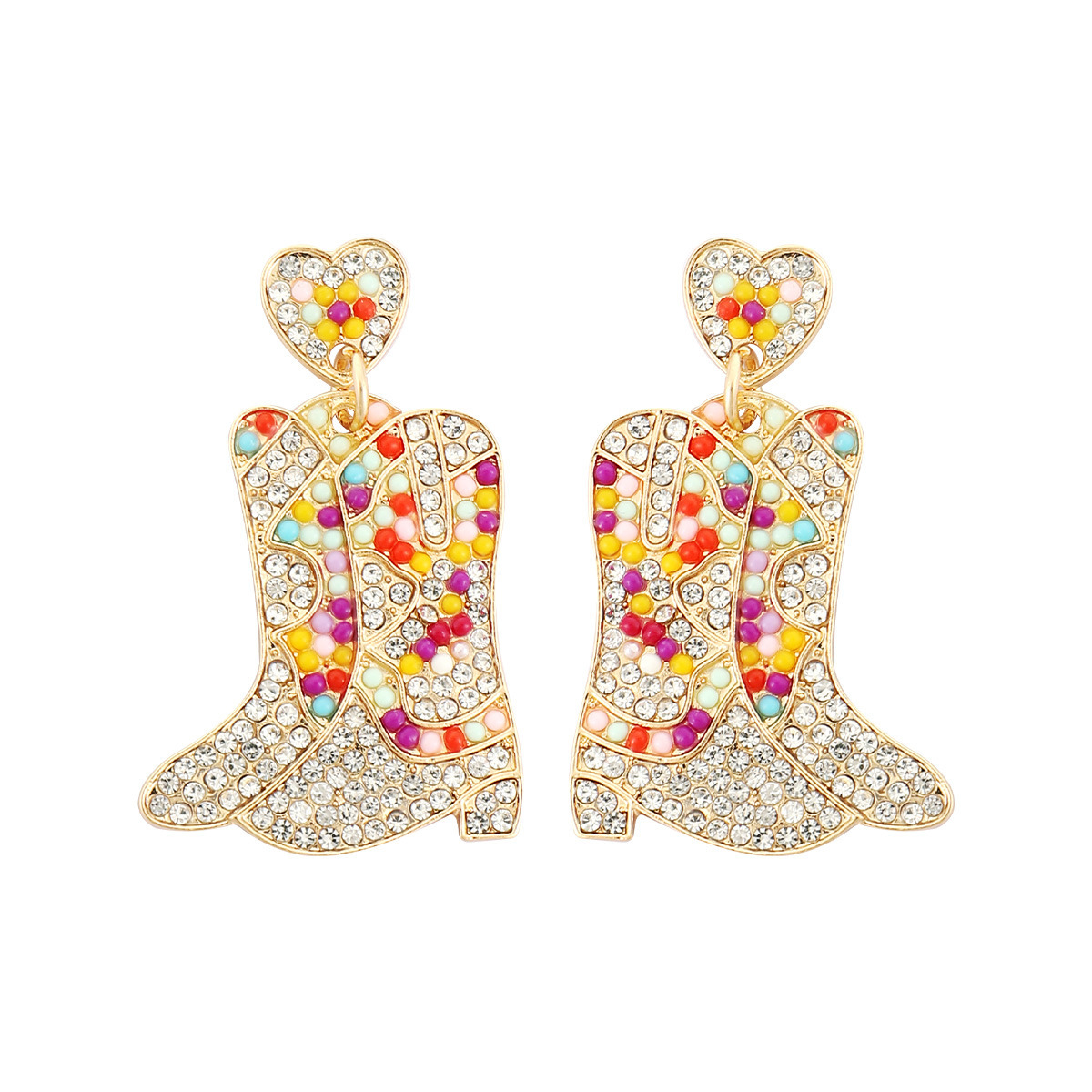 33g Weight 316 Stainless Steel Ear Needle Material Seed Bead Inlay Material Drop Earrings Classification 1 Pair Quantity Holiday, Daily, Beach Occasion Zinc alloy Material Heart Shape, Boots Pattern Women's Gender Inlay Design Basic, Modern Style, Classic Style Style 1 Pair Basic Modern Style Classic Style Heart Shape Boots Inlay Zinc Alloy Seed Bead Drop Earrings 1